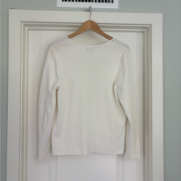 Vintage Talbots White Tie Front Cardigan Size XL - Picture 4 of 6